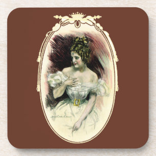 Dessous-de-verre Christy Girl vintage, portrait de mariage antique