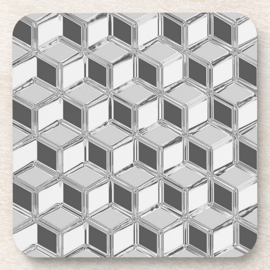 Dessous-de-verre Chrome 3-d boîtes - gris argent (Devant)