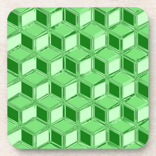 Dessous-de-verre Chrome 3-d boîtes - vert émeraude