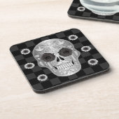 Dessous-de-verre Chrome Calavera (Rose noir) Beverage Coaster (Côté gauche)
