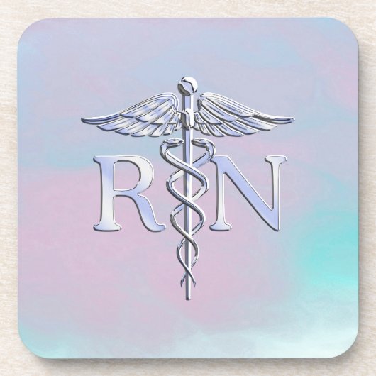 Dessous-de-verre Chrome Style RN Caduceus Médicale Mère Pearl Look (Devant)