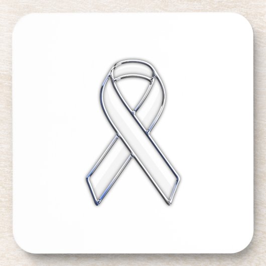 Dessous-de-verre Chrome Style White Ribbon Awareness (Devant)