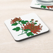 Dessous-de-verre Chrysanthèmes d'araignée chinois - rouge profond (Côté gauche)