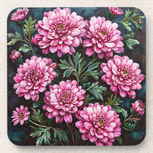 Dessous-de-verre Chrysanthèmes roses vibrants