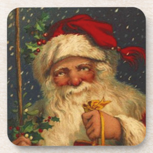 Dessous-de-verre Chute de neige vintage de Père Noël de Noël de