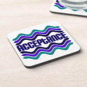 Dessous-de-verre Citation d'acceptation en bleu vert violet (Côté gauche)