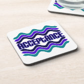 Dessous-de-verre Citation d'acceptation en bleu vert violet (Côté gauche)