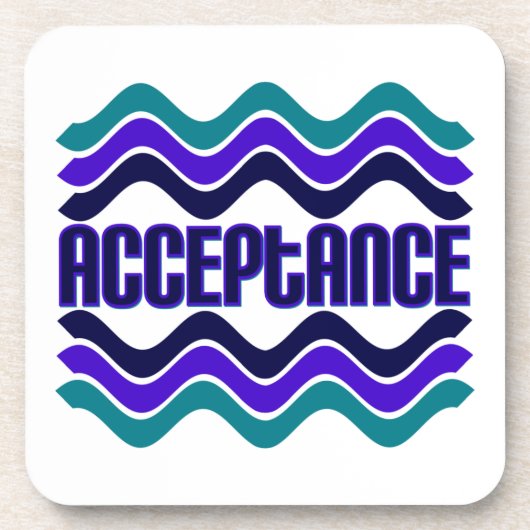 Dessous-de-verre Citation d'acceptation en bleu vert violet (Devant)