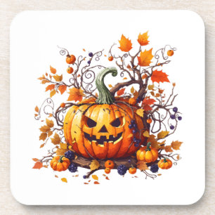 Dessous-de-verre citrouille drôle d'automne Halloween