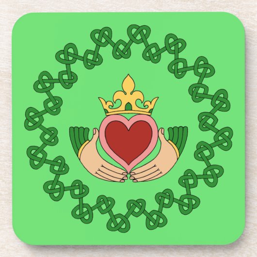 Dessous-de-verre Claddagh et Green Knotwork (Devant)