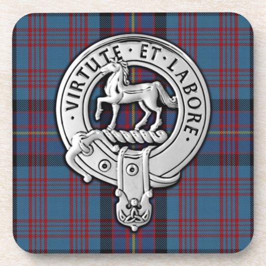 Dessous-de-verre Clan Cochrane Crest & Azure Tartan (Devant)