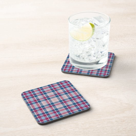 Dessous-de-verre Classic Blue Red Plaid Pattern (Côté Droit)