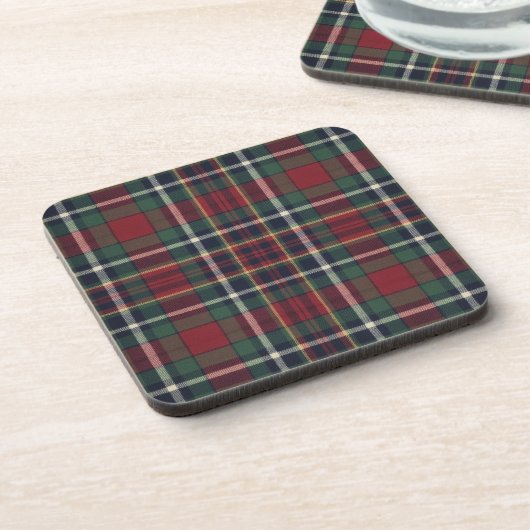 Dessous-de-verre Classic Red Dark Blue Green Plaid Pattern (Côté gauche)