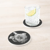 Dessous de verre classique Fleur noire et blanche (Côté)