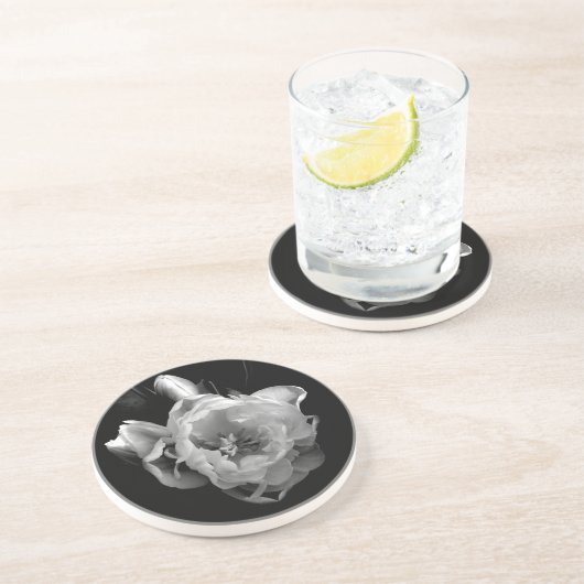 Dessous de verre classique Fleur noire et blanche  (Côté)