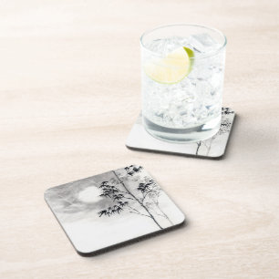 Dessous-de-verre classique japonais sumi-e peinture art bambou lune