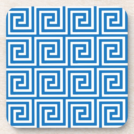 Dessous-de-verre Clé grecque, bleu et blanc (Devant)
