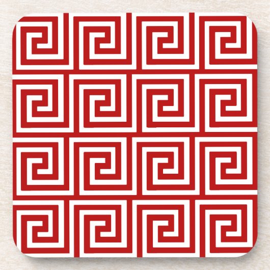 Dessous-de-verre Clé grecque, rouge profond et blanc (Devant)