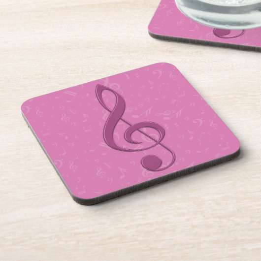Dessous-de-verre Clef rose et notes musicales (Côté gauche)