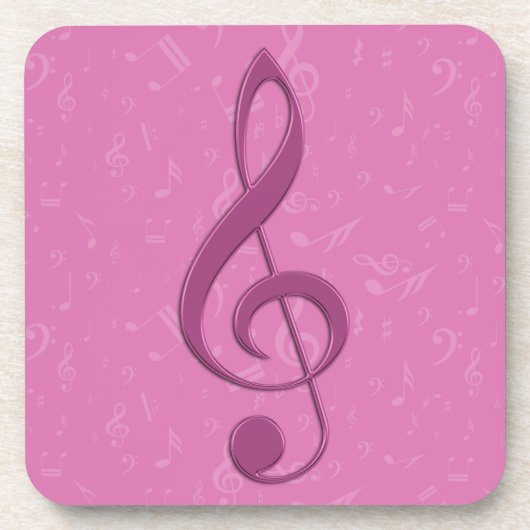 Dessous-de-verre Clef rose et notes musicales (Devant)