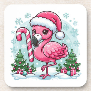 Dessous-de-verre Clipart de sublimation du Flamant rose de Noël