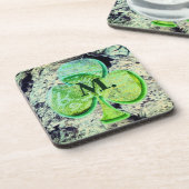 Dessous-de-verre Clocher shamrock vert avec votre monogramme (Côté gauche)