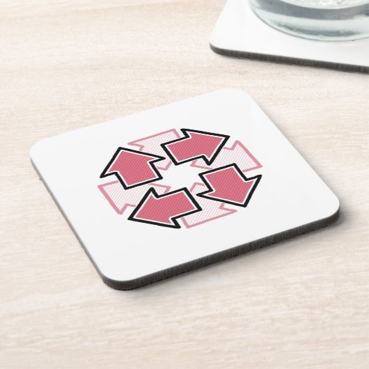 Dessous-de-verre Clockwise Arrows Minimal Geometric Red (Côté gauche)