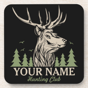 Dessous-de-verre Club de chasse personnalisé Hunter Deer Elk Antler