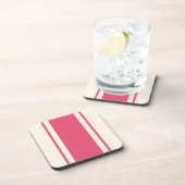 Dessous-de-verre Coastal Stripe Coaster - Raspberry & Cream (Côté Droit)