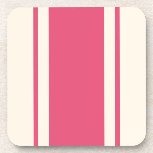 Dessous-de-verre Coastal Stripe Coaster - Raspberry & Cream (Devant)