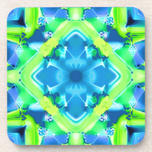 Dessous-de-verre Cobalt Blue et Lime Green Tie Dye Motif