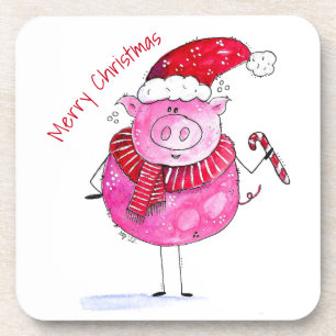 Dessous-de-verre Cochon de Noël lunatique