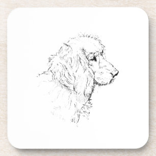 Dessous-de-verre Cocker Spaniel – Dessin au trait minimaliste de ch