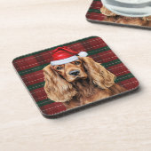 Dessous-de-verre Cocker Spaniel Dog Holiday Plaid for Christmas (Côté gauche)