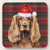 Dessous-de-verre Cocker Spaniel Dog Holiday Plaid for Christmas (Devant)