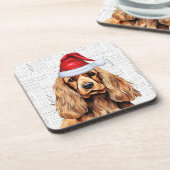 Dessous-de-verre Cocktail à thème d'hiver Spaniel Père Noël Chien v (Côté gauche)