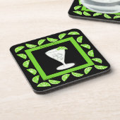 Dessous-de-verre Cocktail Retro Boisson Art Green Limes sur Noir (Côté gauche)