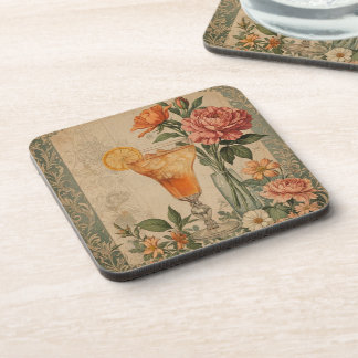 Dessous-de-verre cocktail vintage et fleur