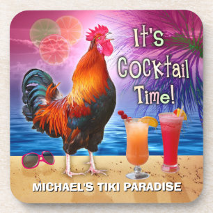 Dessous-de-verre Cocktails Drôle de poulet au coq Tropical Beach Se