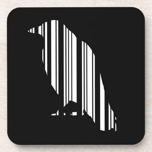 Dessous-de-verre Code barre de corbeau motif oiseau conception (Devant)