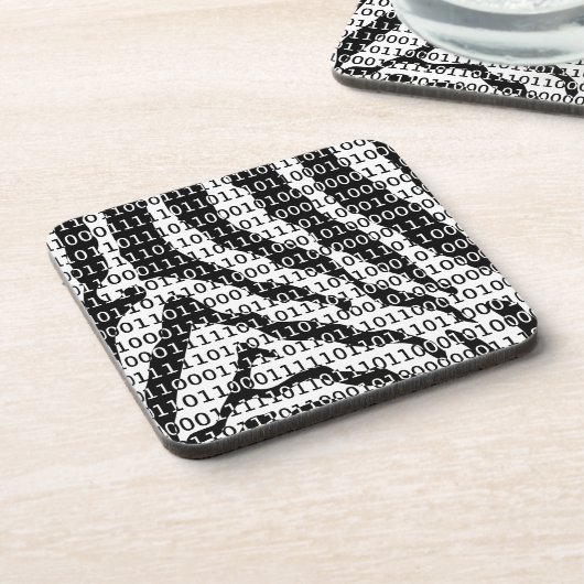 Dessous-de-verre Code binaire Zebra noir et blanc (Côté gauche)