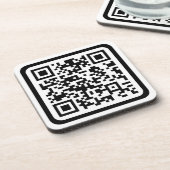 Dessous-de-verre Code QR moderne éditable | Noir Blanc ou toute cou (Côté gauche)
