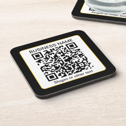 Dessous-de-verre Code QR scannable modifiable + Nom de votre entrep (Côté gauche)