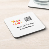 Dessous-de-verre Code QR simple et minimal pour payer le nom de l'e (Côté gauche)