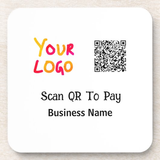 Dessous-de-verre Code QR simple et minimal pour payer le nom de l'e (Devant)