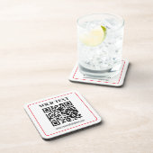 Dessous-de-verre Code QR simple noir et blanc avec bordure rouge (Côté Droit)