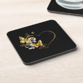 Dessous-de-verre Coeur aux papillons d'or (Côté gauche)