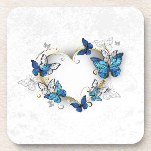 Dessous-de-verre Coeur bijoux avec papillons Morpho
