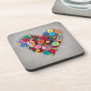 Dessous-de-verre Coeur coloré de boutons