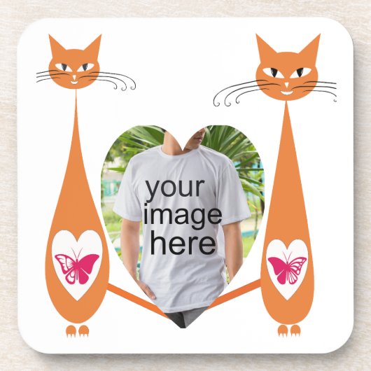 Dessous-de-verre Coeur d'amour de chat modifiable - Conception de t (Devant)